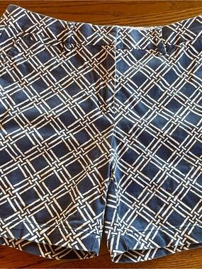 Lands' End Navy and White Geometric Women's Shorts